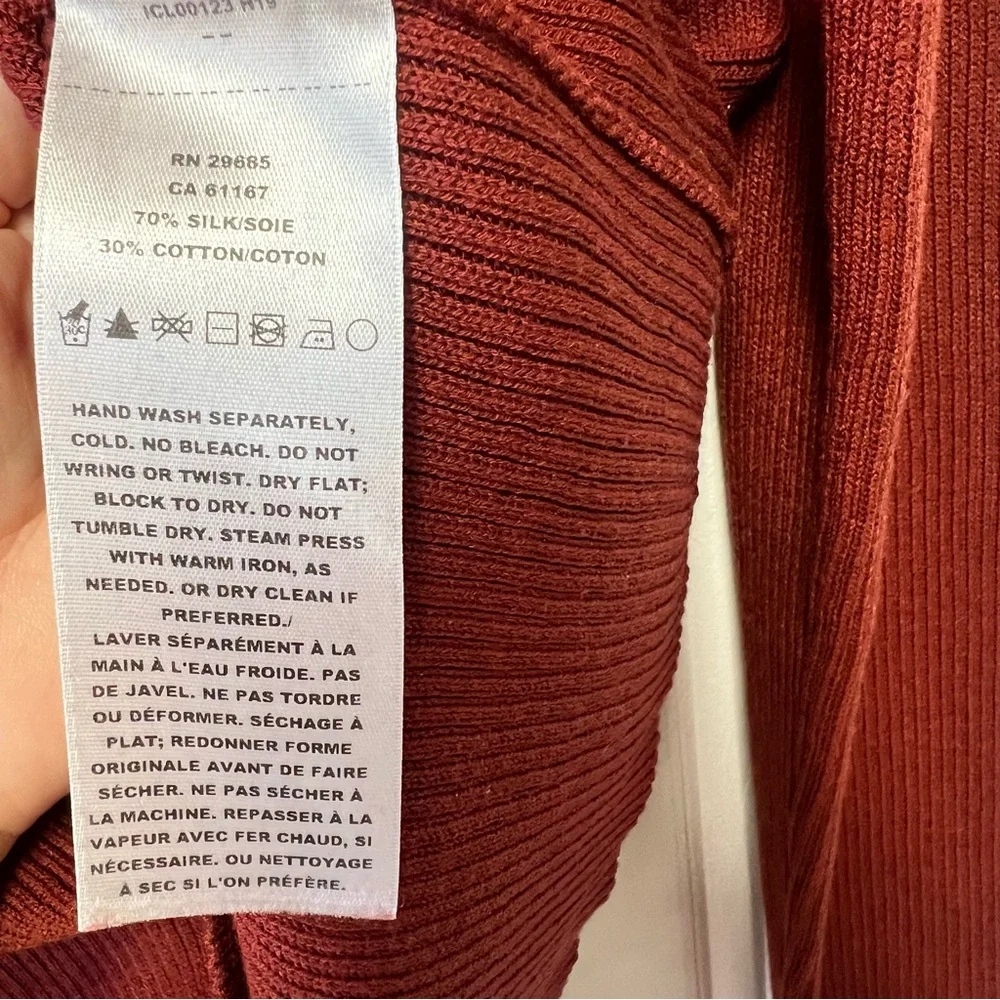 Pendleton Sweater XL Silk Cotton Ribbed Mock Neck Rust Long Sleeve Pullover - Picture 4 of 6